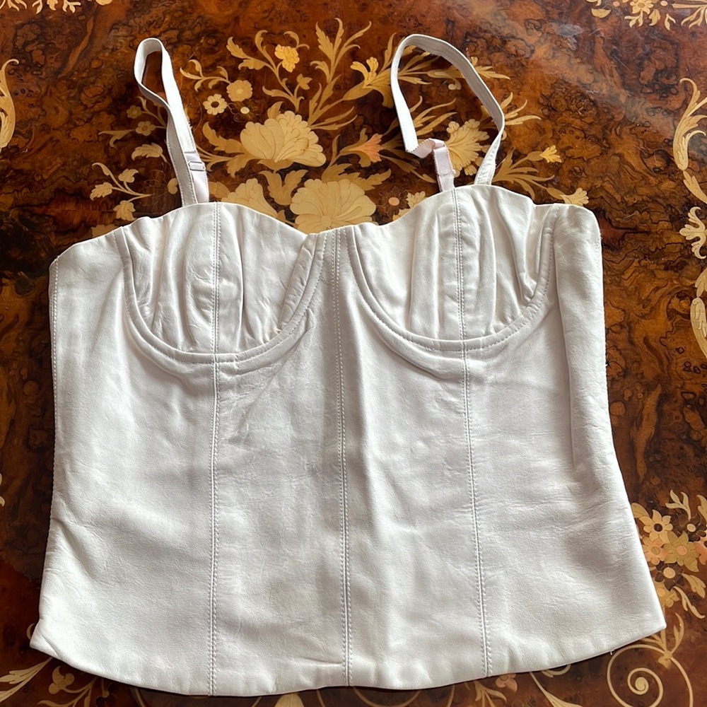ALICE & OLVIA Stacey Bendet from BLOOMINGDAKES pink leather bustier crop top sz6